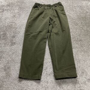 Lands' End Chino Pants Womens 10 Petite Army Green Elastic Waist Straight 28x24